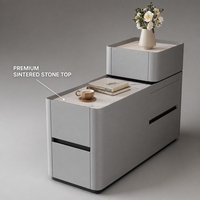 Nouvelle armoire latérale intelligente pour canapé : chariot à thé mobile moderne, minimaliste et multifonctionnel avec rangement compact et design étroit