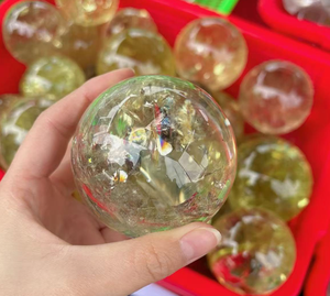 Sfera di <span class=keywords><strong>Citrino</strong></span> Naturale ad Alta Trasparenza, Sfera di <span class=keywords><strong>Cristallo</strong></span> Dorato Lucidato per Ricchezza, Decorazione Casa e Regalo - Product Image 3