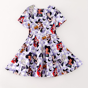 Robe tourbillon pour bébés et petites filles, à manches courtes, respirante, écologique, imprimé personnage de dessin animé <span class=keywords><strong>princesse</strong></span>, pour l'automne et Halloween, couleur lait - Product Image 5