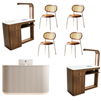 Ensemble de table à ongles de luxe avec éclairage LED, aspirateur de poussière, armoire de rangement, chaise et comptoir de réception