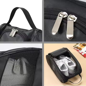Shoe Storage Bag Oxford Cloth Zippered Portable Sports Shoe Carrying Case Black - Product Image 3