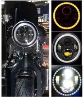 LANSEKO Phares LED ronds de 7 pouces avec halo Angel Eyes, feux de jour DRL, clignotants ambre, faisceau haut/bas, compatibles avec Jeep Wrangler JK