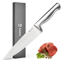 Couteau de chef en acier à haute teneur en carbone, lame polie, construction en acier inoxydable de qualité alimentaire, haute qualité, compatible lave-vaisselle
