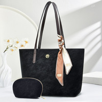 Nouveaux sacs à main pour femmes de grande capacité, design foulard en soie, style tendance, sacs fourre-tout en cuir PU avec pochette, sacs à bandoulière pour femmes