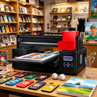 Impresora UV Plana de Escritorio Refinecolor A3 para Carcasas de Teléfono, Metal, Madera, Pelotas de Golf, Lienzos y Parches, Máquina de Impresión para Pequeñas Empresas