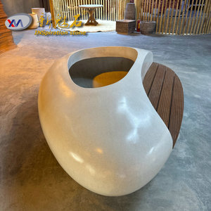 ม้านั่งคอนกรีตกลางแจ้ง New Magic Stone พร้อมแผงไม้ตกแต่งสวน สำหรับโรงแรม สวนสาธารณะ และโรงเรียน - Product Image 4