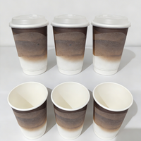 Gobelets en papier 3D personnalisés style dessiné à la main, double paroi pour café, thé, boissons, jetables avec couvercles, emballage pour services alimentaires