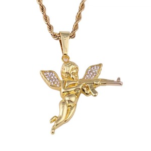Collar de Lujo Vintage con Colgante de Ángel con Alas para Hombre, Color Dorado, Cadena Larga, Amuleto Masculino para Sesiones Fotográficas, Cupido, <span class=keywords><strong>Dios</strong></span> del Amor, Ideal para Regalo - Product Image 3