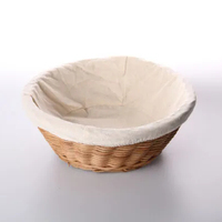 Meilleure vente Panier à pain rond en rotin et rotin Plateau à pain avec doublure en toile de coton