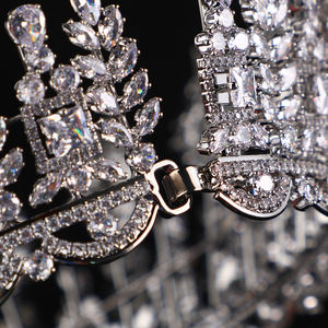 Lusso brillante zircone corona tutto tondo accessori per capelli da sposa corona corona regina di alta qualità diademi da sposa - Product Image 5