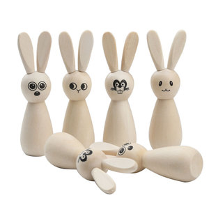 Wooden Rabbit <b>Easter</b> Bunny <b>Ornament</b> Handmade Decor For Home And Kids Craft DIY - Product Image 5