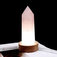Lámpara de mesita de noche de cristal de cuarzo rosa transparente natural, piedras curativas, para decoración, venta al por mayor