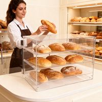 Vitrine de pâtisserie pour comptoir commercial, en acrylique, 3 niveaux, grande boîte de rangement pour pâtisserie avec porte magnétique et plateau amovible