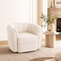 Fauteuil pivotant minimaliste en tissu polaire, housse amovible en velours, tissu extra doux, pour salon, chambre, hôtel, salle de séjour