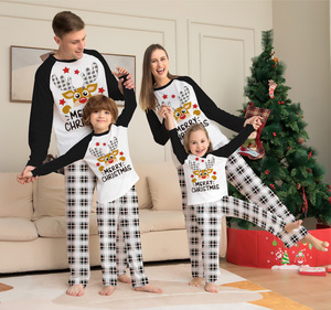 Pijamas infantis europeus e americanos, conjunto de roupas para bebês, crianças, pijama de natal, família - Product Image 1