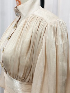 Vestido Maxi Elegante Estilo Francés de Gasa con Volantes y Cintura Natural, Nueva Colección Primavera 2026, Manga Larga, Corte en A, 100% Poliéster para Mujer - Product Image 4