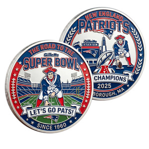 Camiseta de los New <span class=keywords><strong>England</strong></span> Patriots Moneda Conmemorativa de 1960, Artesanía en Metal, Decoración de Escritorio con Temática de Campeones de la AFC, Regalo para Fanáticos de la NFL - Product Image 1