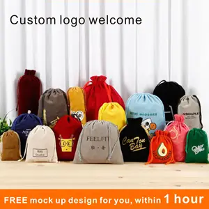 Free Sample Fast Delivery Custom Logo Drawstring Bag Promotional Velvet Jewelry Bag
