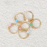Getta Anneaux de nez en acier inoxydable 316l Acier chirurgical opale Argent segment de mode Anneaux ouverts Anneaux en gros Bijoux de piercing