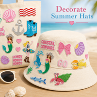 Lot de patchs brodés personnalisés pour l'été, pour chapeaux et sacs fourre-tout DIY, thème plage et cowgirl côtier, fournisseur en gros