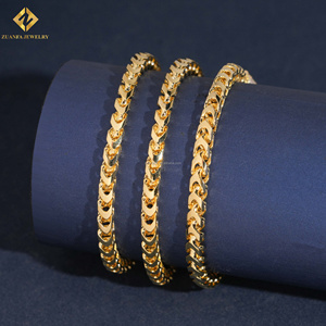 Wholesale Price Pass Tester 4MM Moissanite Lock Chain Silver 925 Gold <b>Men</b> Hip Hop Iced Out 925 Silver Franco Chain &Bracelet - Product Image 3