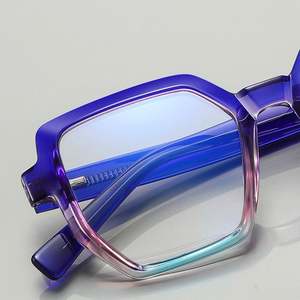 Lunettes de vue pour femmes avec logo personnalisé, monture hexagonale dégradée, TR90, anti-lumière bleue, verres en acétate CP - Product Image 3