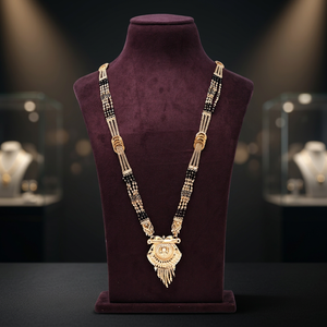 Gold Plated Mangalsutra <b>Bridal</b> Jewelry, Black Beads For Gold Mangalsutra, Gold Pendant Mangalsutra, Indian Jewelry Mangalsutra. - Product Image 1