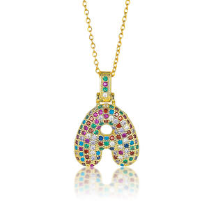 DAIHE 뜨거운 판매 랩 가수 목걸이 다채로운 지르콘 영어 편지 펜던트 목걸이 26 글자 뚱뚱한 매력 목걸이 보석 - Product Image 6