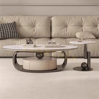 Meubles de maison table de salon ronde ovale table centrale moderne luxe en acier inoxydable tables basses en marbre intelligentes avec tiroir
