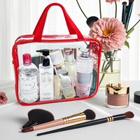 Bolsa de Cosméticos de PVC Transparente al por Mayor, Bolsa de Maquillaje de PVC Impermeable con Logotipo Personalizado, Bolsa de Aseo Transparente Reutilizable con Asa