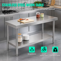 Table de travail pliante en acier inoxydable 304 201 robuste, anti-rouille, 2 niveaux, pour cuisine commerciale, fournisseur fiable.