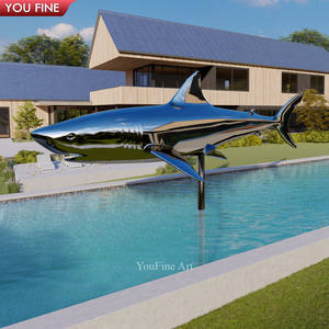 ประติมากรรมฉลามสแตนเลสตกแต่งถนนริมทะเล - Product Image 6