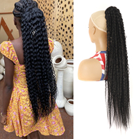 Extensions synthétiques de queue de cheval bouclée de 32 pouces de long avec cordon de serrage, perruque de queue de cheval afro, postiche pour femmes