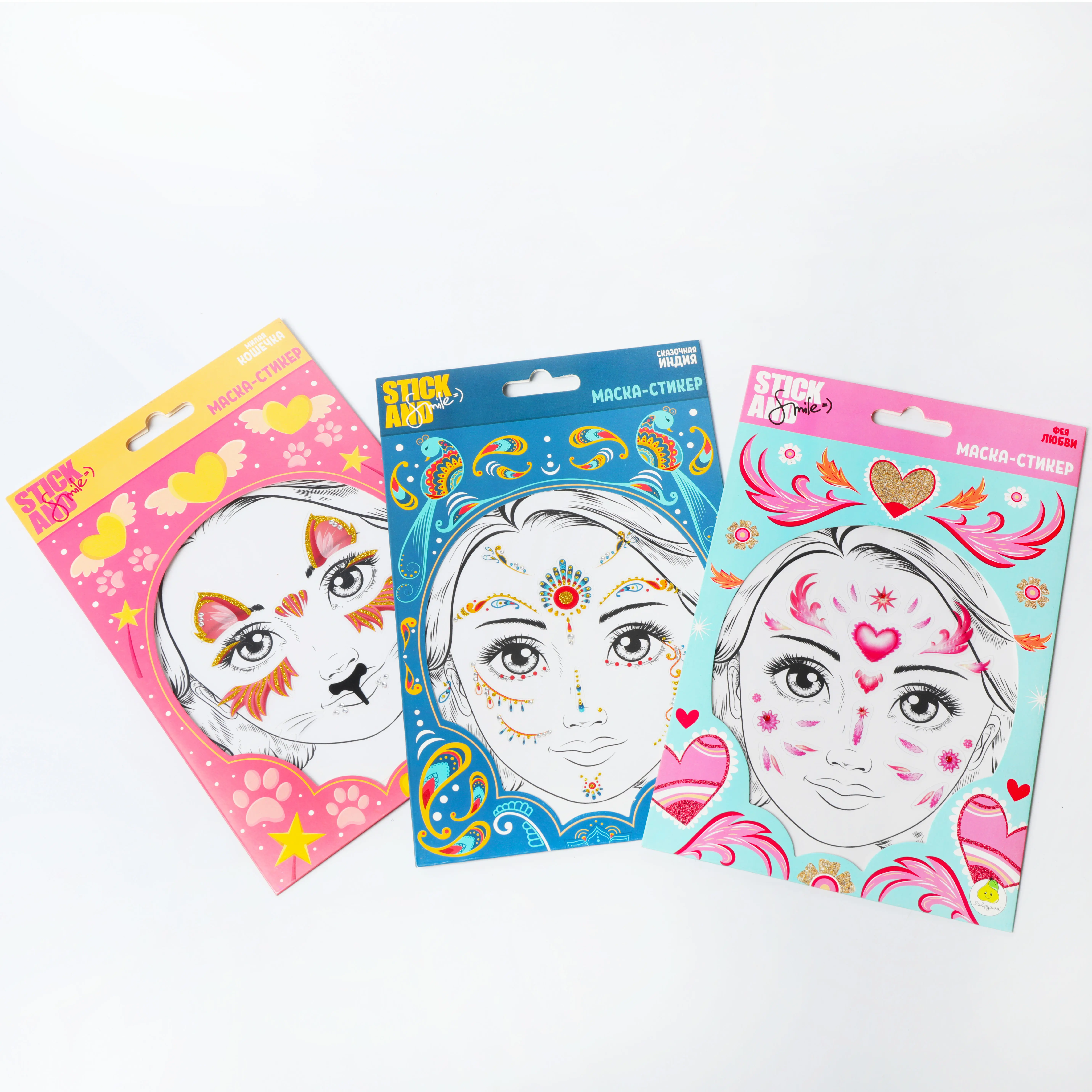 Custom Adhesive Cartoon Pearl Rhinestone Face Gems Stickers For Women Decoration