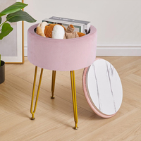 Vanity Seat Chambre Maquillage Pouf Piano Chaise Saumon Rose Velours Fourrure Moderne Accent Tabourets