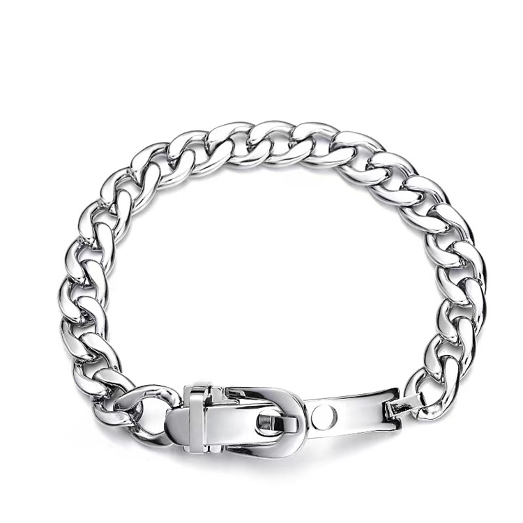 Bracelet Chaîne Homme En Acier Inoxydable - Maille Classique, Couleur Argent