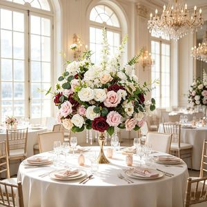 DKB Large Realistic Rose Flower Ball Arrangement Wedding Table Flower Centerpieces Silk <b>Artificial</b> Flower Ball - Product Image 1