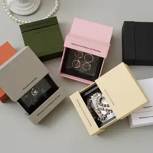 Orange Paper Cardboard Pe Film Packaging Jewelry Drawer Box For Ring Bracelet