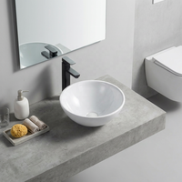 Lavabo rond de haute qualité résistant aux rayures, lavabo moderne en céramique pour salle de bain, lavabo à poser sur comptoir