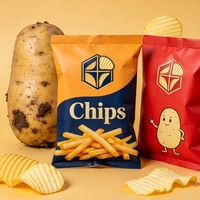 Sachet personnalisé imprimé mat à fermeture arrière pour chips, emballage alimentaire résistant à l'humidité et anti-déchirure pour snacks