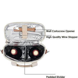 Bolsa de Transporte para Vino, Bolsa Térmica para 2 Botellas, Bolsa de Lona Encerada para Viaje, Bolsa de Transporte para Vino con Correa para el Hombro - Product Image 4