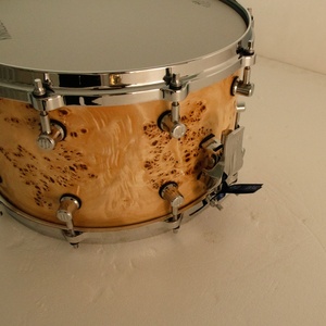 Chrome Burl Maple Snare Drum 14x8 <strong>Jazz</strong> and Stage Percussion with Electroplated Hardware and Exotic Wood Shell - Product Image 5