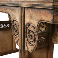 Table d'autel de table de console courte en bois de récupération de belle sculpture rustique chinoise antique