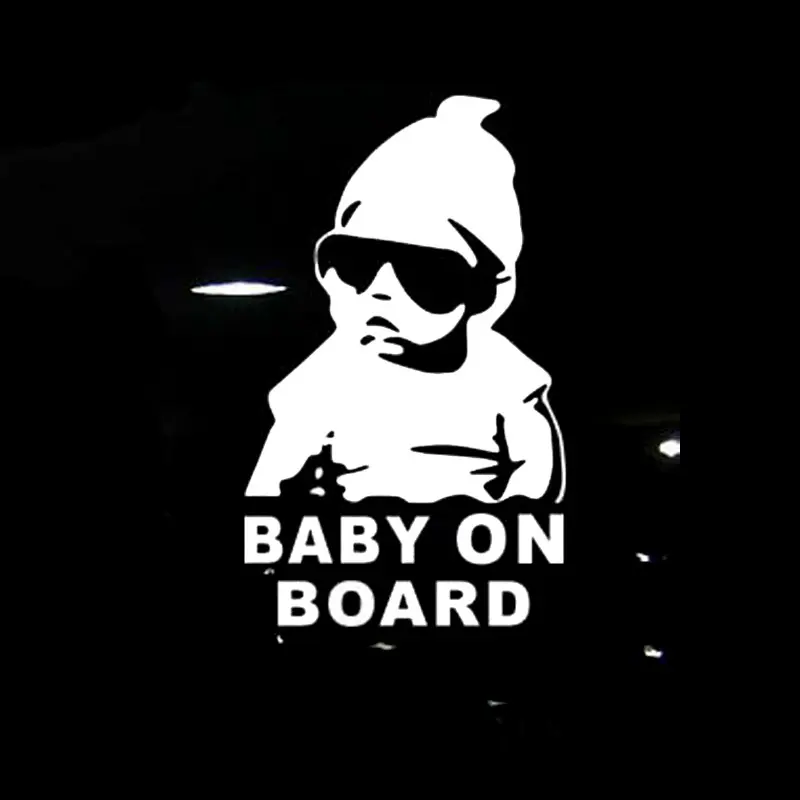Bady on Board Cool Rear Reflective Sunglasses Child Car Decals Stickers Vinyl Window Warning Decals Sticker