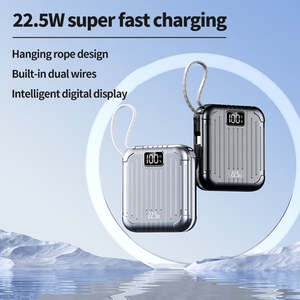 Batterie externe portable à charge rapide avec affichage numérique PD22.5W, logo personnalisé, 10000mAh, avec câble pour téléphone - Product Image 4