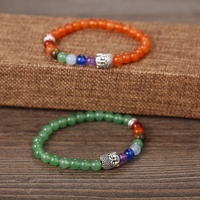 Bracelet en pierres naturelles de 6 mm, aventurine verte, agate rouge avec breloque tête, bijoux en jade unisexe, cadeau et souvenir de voyage