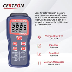 Appareil portable de mesure numérique de l’irradiance solaire avec capteur thermique pour panneau compteur solaire - Product Image 5