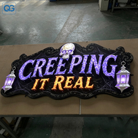 Lampe à lettres 3D vintage double éclairage Halloween, personnalisable, double LED avant-arrière, décoration murale extérieure ornée pour bar, fête, restaurant