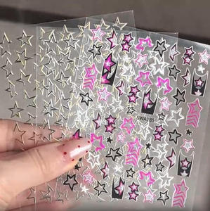 Pegatinas de <span class=keywords><strong>Uñas</strong></span> con Estrellas Huecas Doradas <span class=keywords><strong>y</strong></span> Plateadas, Estilo Y2K, Líneas Irregulares de Pentagrama, Adhesivos para <span class=keywords><strong>Uñas</strong></span>, Decoración de Manicura DIY - Product Image 1