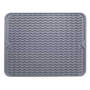Tapis de séchage de vaisselle en silicone tendance avec trou de suspension, antidérapant, imperméable, drainant, isolant thermique, accessoire de comptoir de cuisine - Product Image 3